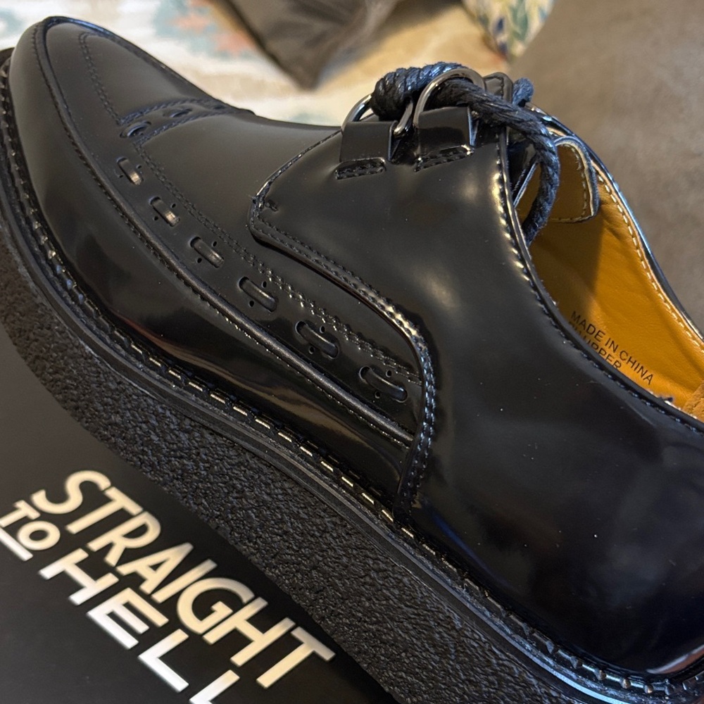 Straight To Hell Glossy Black Oxfords